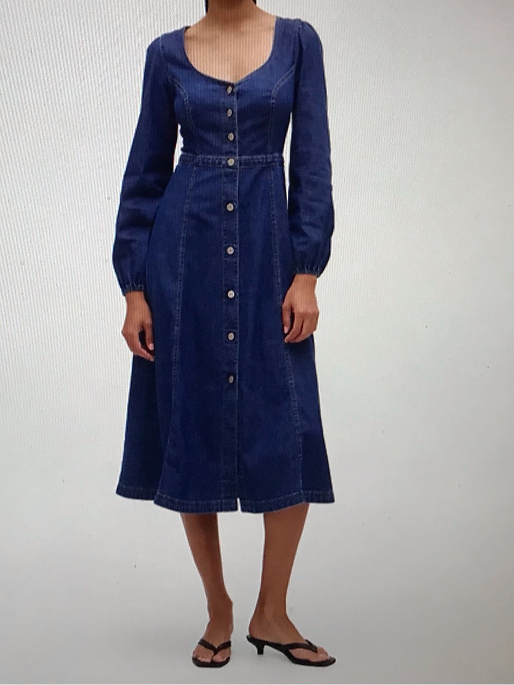 GAP DARK DENIM BLUE BUTTON FRONT MIDI DRESS size Large